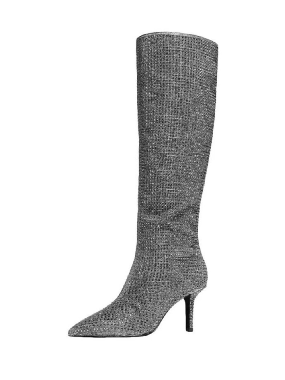 Michael Kors Silver Knee-High Pointed Toe Stiletto Boots - Picture 2 of 5
